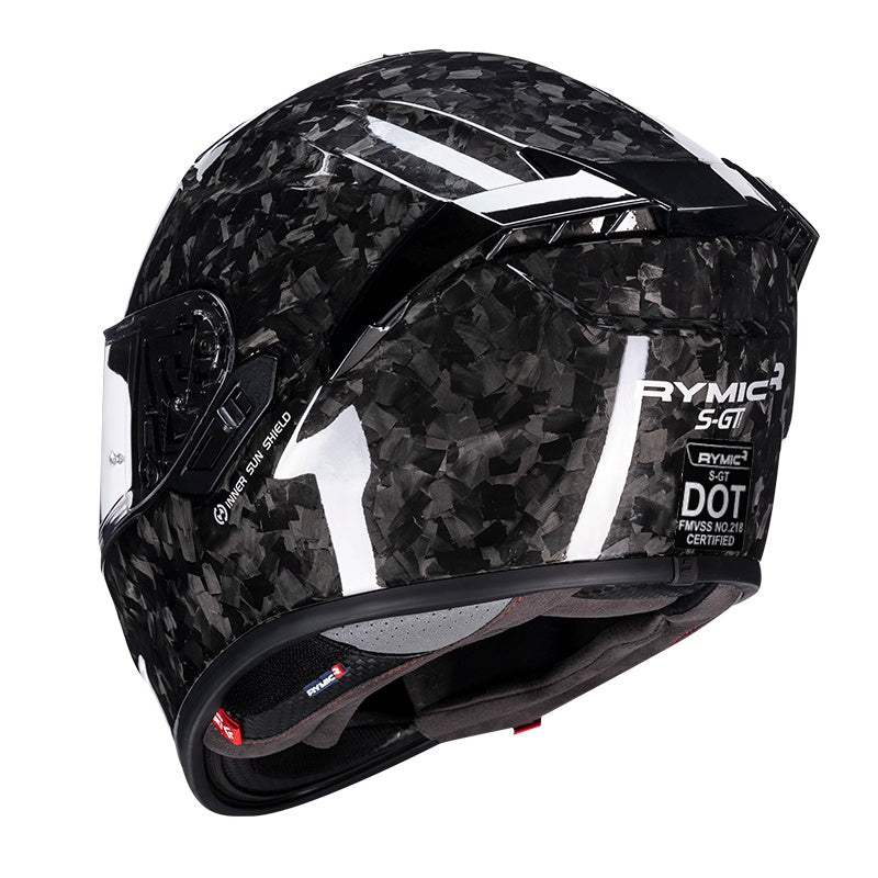 S-GT Full Face Motorcycle Helmet with Carbon Fiber Shell Mirror-Forged Grain Black