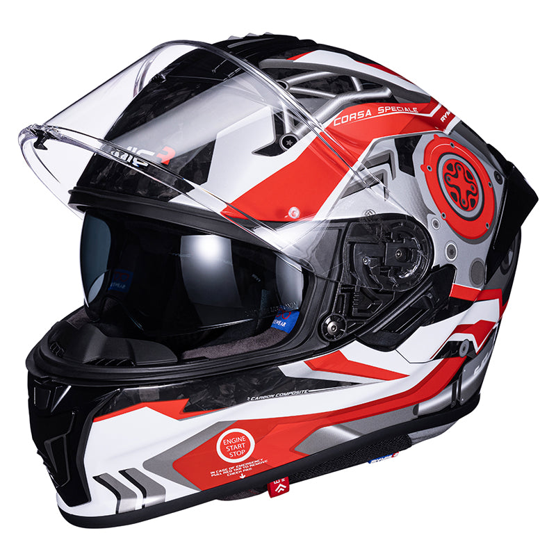 S-GT Full Face Motorcycle Helmet with Carbon Fiber Shell Red & Black