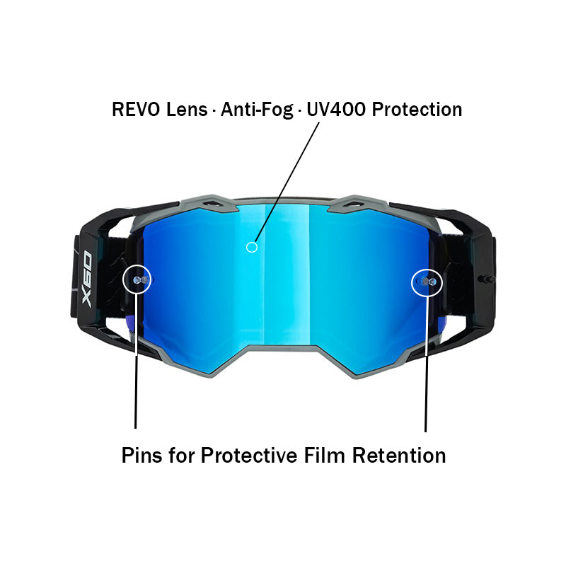 X60 Dual Sport Motorcycle Goggles – Blue REVO Mirror Lens