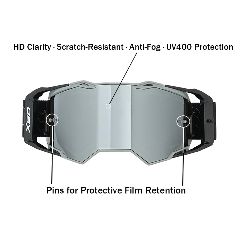 X60 Dual-Sport Motorradbrille – Silber REVO-Spiegelscheibe