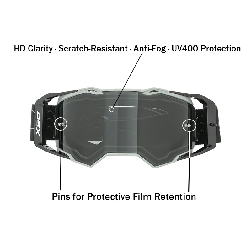 X60 Dual-Sport Motorradbrille – Dark Smoke Scheibe