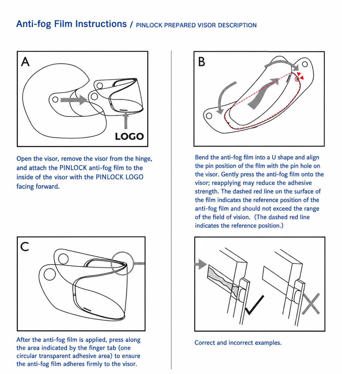 Pinlock® Fog Resistant Lens for S-GT/ SR6 Series Helmets