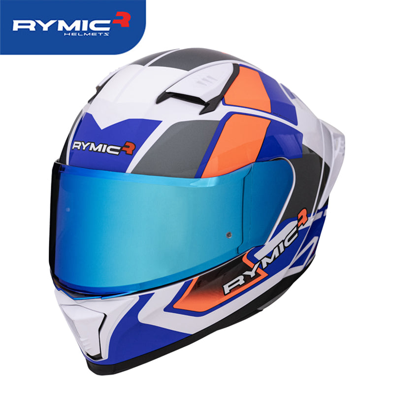 SR6 Full Face Motorcycle Helmet Blue & Orange Velocity