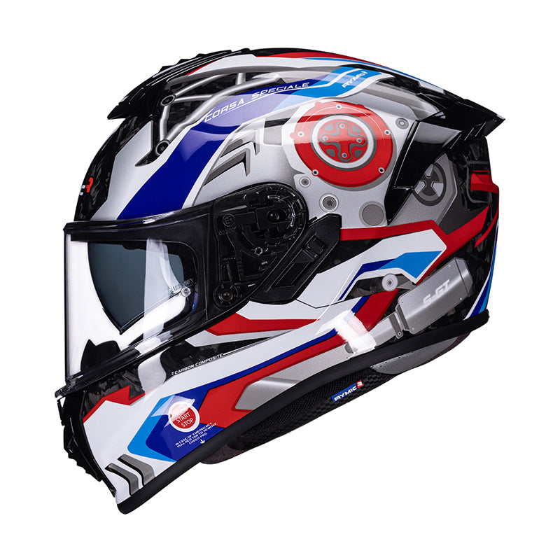 S-GT Full Face Motorcycle Helmet with Carbon Fiber Shell Blue & Black