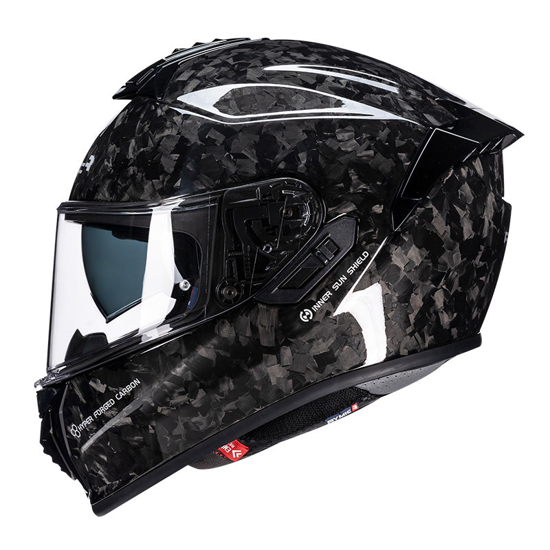 S-GT Full Face Motorcycle Helmet with Carbon Fiber Shell Mirror-Forged Grain Black