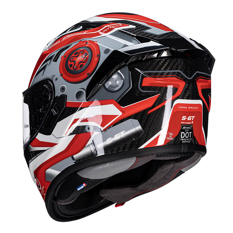 S-GT Full Face Motorcycle Helmet with Carbon Fiber Shell Red & Black