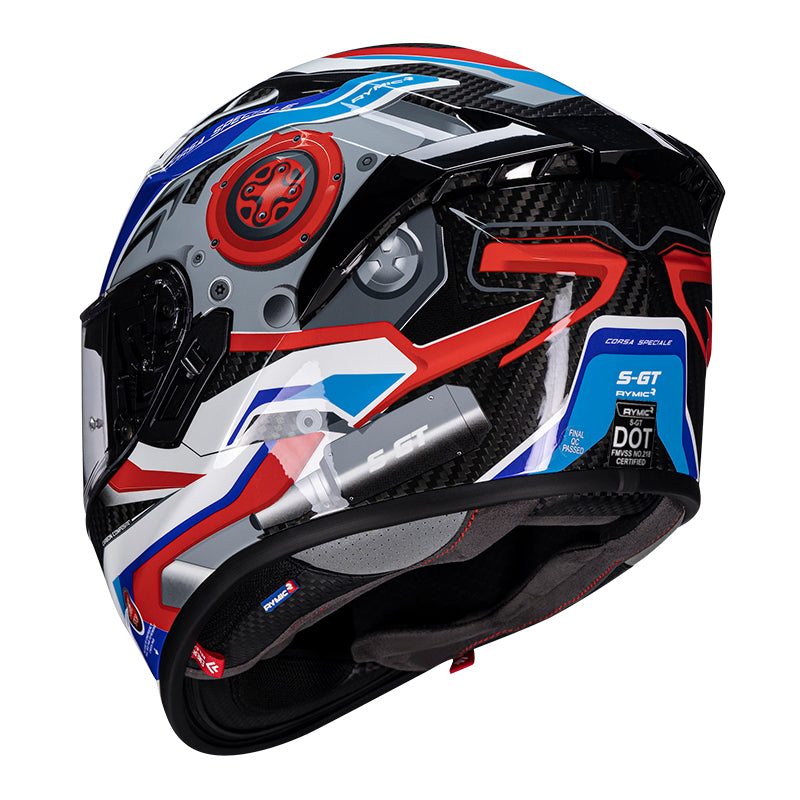 S-GT Full Face Motorcycle Helmet with Carbon Fiber Shell Blue & Black