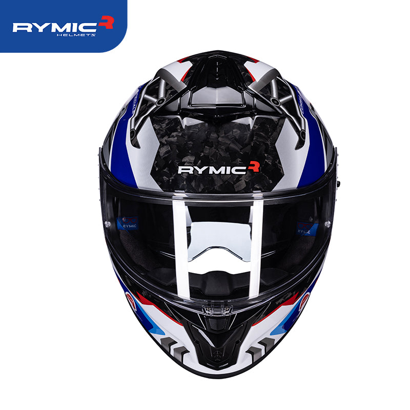 RYMIC S-GT full face motorcycle helmet with carbon fiber shell, front view.
