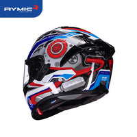 Rear view of the RYMIC S-GT helmet featuring an integrated spoiler and DOT certification.