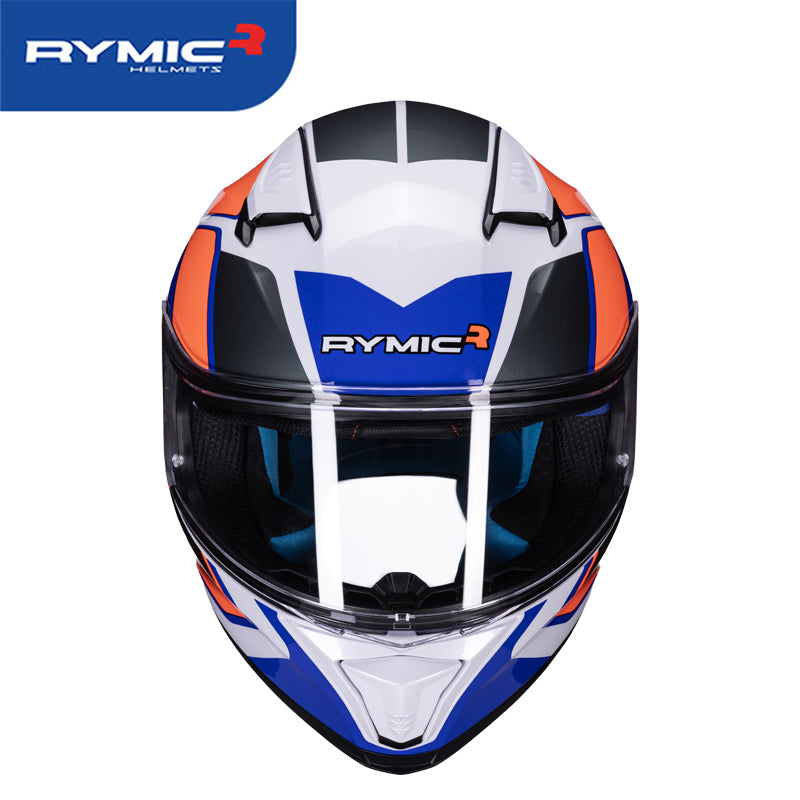 SR6 Full Face Motorcycle Helmet Blue & Orange Velocity